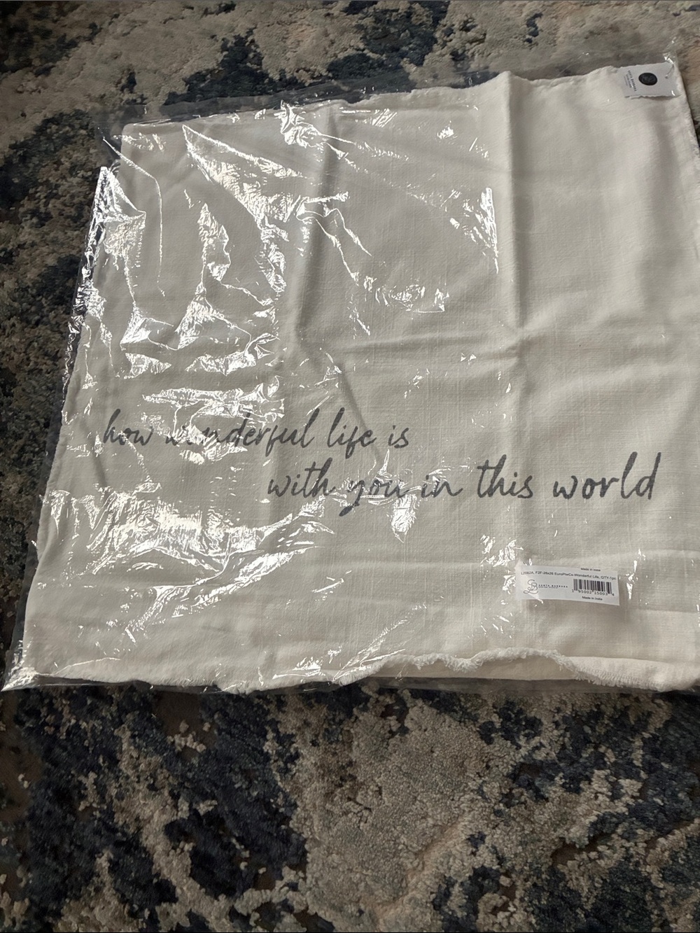 Throw Pillow Cover with Script “how wonderful life is with you in this world”